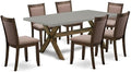 East West Furniture X797MZ748-7 7 Piece Dining Room Furniture Set Consist of a Rectangle Dining Table with X-Legs and 6 Coffee Linen Fabric Upholstered Chairs, 40x72 Inch, Multi-Color