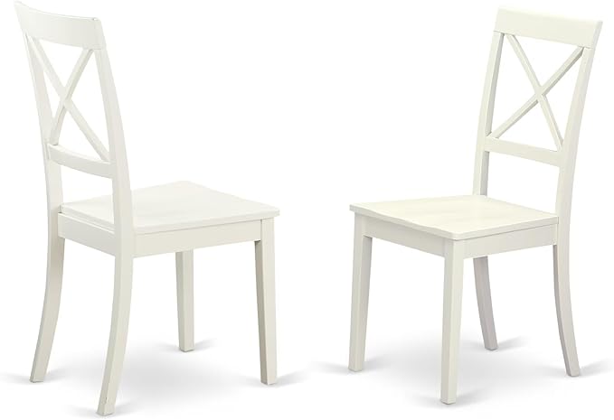 East West Furniture VABO5-LWH-W 5 Piece Kitchen Table Set for 4 Includes an Oval Dining Room Table with Butterfly Leaf and 4 Solid Wood Seat Chairs, 40x76 Inch, Linen White