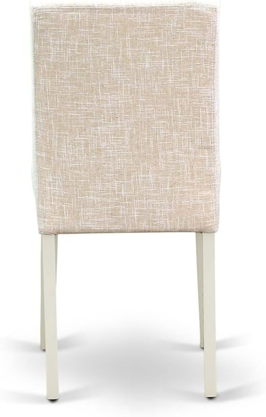 East West Furniture LGAB9-LWH-02 9 Piece Dining Table Set Includes a Rectangle Dining Room Table with Butterfly Leaf and 8 Light Beige Linen Fabric Parsons Chairs, 42x84 Inch, Linen White