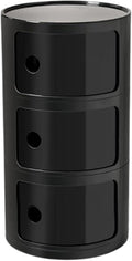 Round Nightstand with 3 Drawers, Modern Style Side Table, Multifunctional End Table Storage Cabinet for Living Room, Bedroom, Bathroom (Black)
