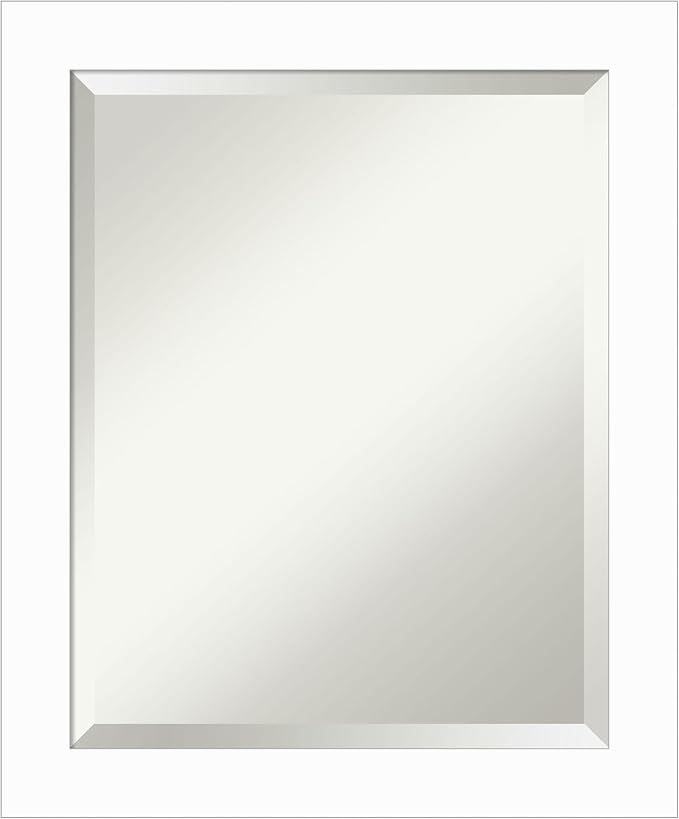 Amanti Art White Bathroom Mirror for Over Sink, 24x20 Basic White Narrow Rectangle Vanity Mirror, Small Casual Wood Frame, Hangs Horizonally and Vertically, Bathroom Wall Decor, Beveled Edge from WI