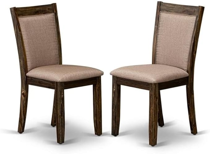 East West Furniture X777MZ716-6 6 Piece Dining Table Set Contains a Rectangle Dining Room Table with X-Legs and 4 Dark Khaki Linen Fabric Parson Chairs with a Bench, 40x72 Inch, Multi-Color
