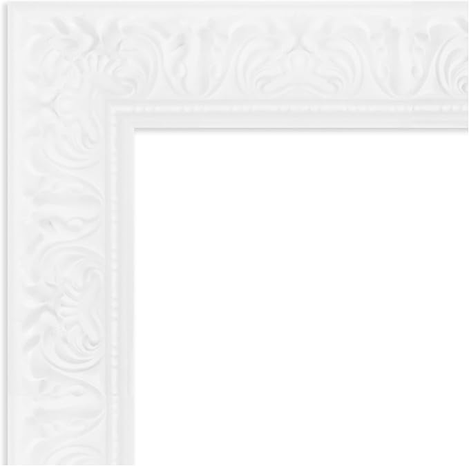 Amanti Art White Bathroom Mirror for Over Sink, 27x27 Luxe White Square Vanity Mirror, Medium Traditional Frame, Hangs Horizonally and Vertically, Bathroom Wall Decor, Beveled Edge