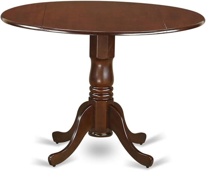 East West Furniture DLCL3-MAH-W 3 Piece Dining Table Set for Small Spaces Contains a Round Dining Room Table with Dropleaf and 2 Wooden Seat Chairs, 42x42 Inch, Mahogany