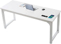 Large Computer Desk - 63 Inch Home Office Desks Study Student Writing Table Gaming Desk Wood Modern Simple Table with USB Ports, White