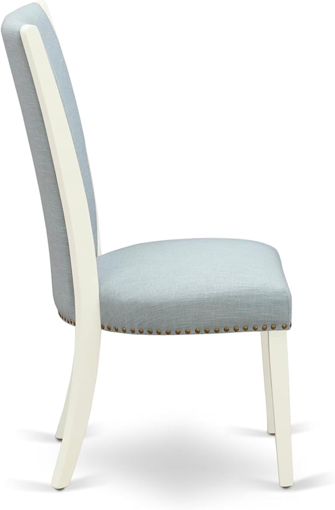East West Furniture V027VE215-5 5 Piece Dining Table Set for 4 Includes a Rectangle Kitchen Table with V-Legs and 4 Baby Blue Linen Fabric Parson Dining Chairs, 40x72 Inch, Multi-Color