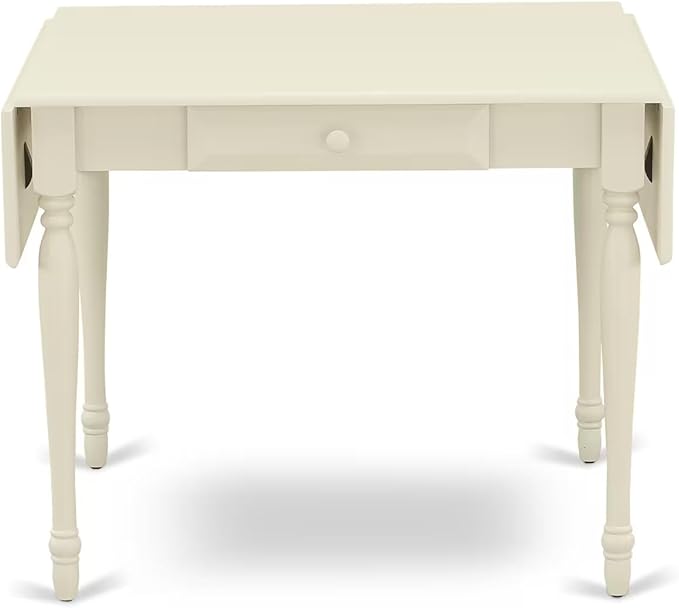 East West Furniture MZCL3-LWH-W 3 Piece Dinette Set for Small Spaces Contains a Rectangle Dining Table with Dropleaf and 2 Dining Chairs, 36x54 Inch, Linen White