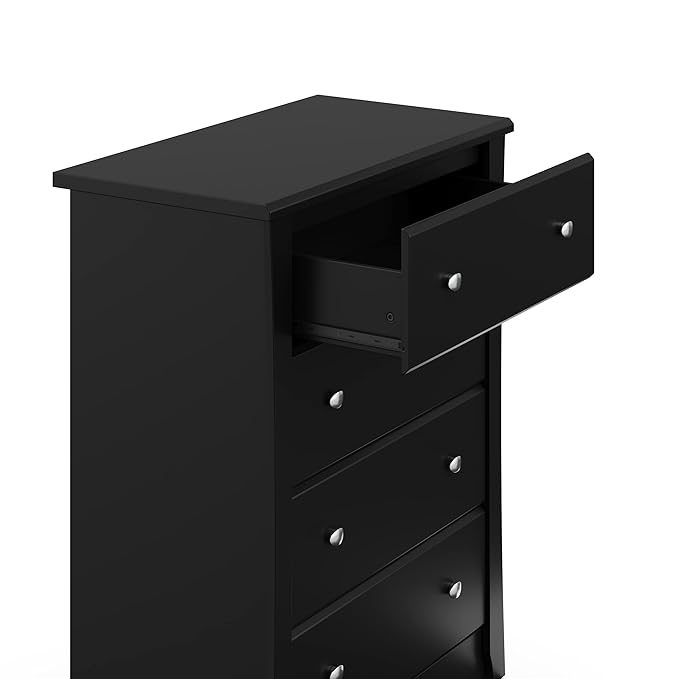 Storkcraft Crescent 4 Drawer Chest (Black) – GREENGUARD Gold Certified, Easy-to-Match Chest of Drawers for Nursery and Kids Bedroom, Dresser Organizer for Children’s Bedroom