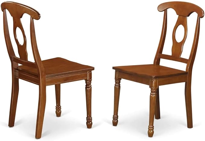 East West Furniture PSNA5-SBR-W 5 Piece Dining Room Furniture Set Includes a Rectangle Kitchen Table with Butterfly Leaf and 4 Dining Chairs, 32x60 Inch, Saddle Brown