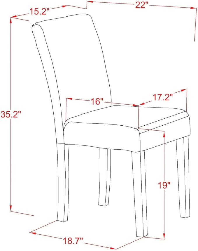 East West Furniture DUAB5-BLK-06 5 Piece Kitchen Table Set for 4 Includes a Rectangle Dining Table and 4 Shitake Linen Fabric Parson Dining Room Chairs, 36x60 Inch, Black