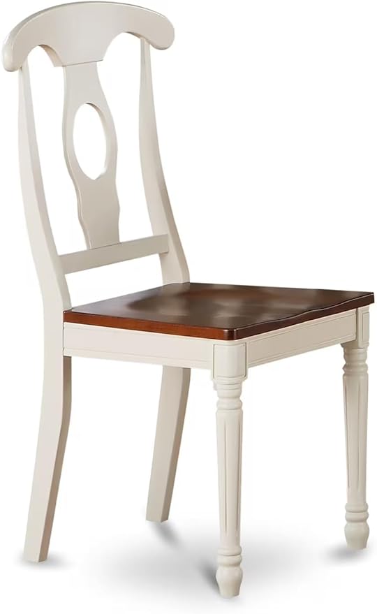 East West Furniture DOKE7-WHI-W 7 Piece Kitchen Table & Chairs Set Consist of a Rectangle Dining Room Table with Butterfly Leaf and 6 Solid Wood Seat Chairs, 42x78 Inch, Buttermilk & Cherry
