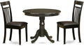 East West Furniture ANCA3-CAP-LC 3 Piece Dining Room Table Set Contains a Round Wooden Table with Pedestal and 2 Faux Leather Kitchen Dining Chairs, 36x36 Inch, Cappuccino