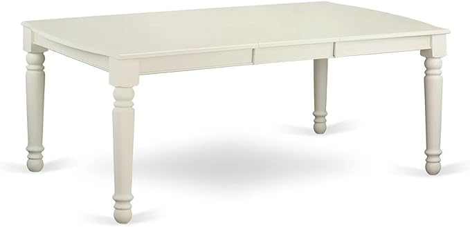 East West Furniture LGDA5-LWH-13 5 Piece Kitchen Set Includes a Rectangle Dining Table with Butterfly Leaf and 4 Polyester Fabric Upholstered Chairs, linen white