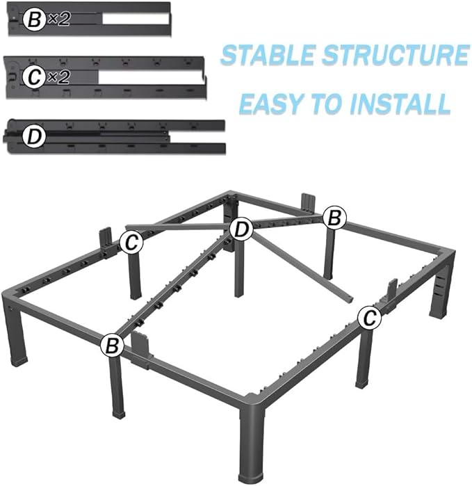 FUIOBYVV 18 Inch Queen Bed Frame with Rounded Corner and Headboard Hole Mattress Retainers 3500 LBS Metal Heavy Duty Steel Slats Support No Box Spring Needed Platform Noise Free Easy Assembly