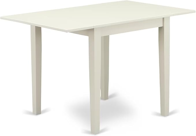 East West Furniture 1NDEN5-LWH-06 5 Piece Dining Table Set for 4 Includes a Rectangle Kitchen Table with Dropleaf and 4 Dark Shitake Linen Fabric Upholstered Chairs, 30x48 Inch, Linen White