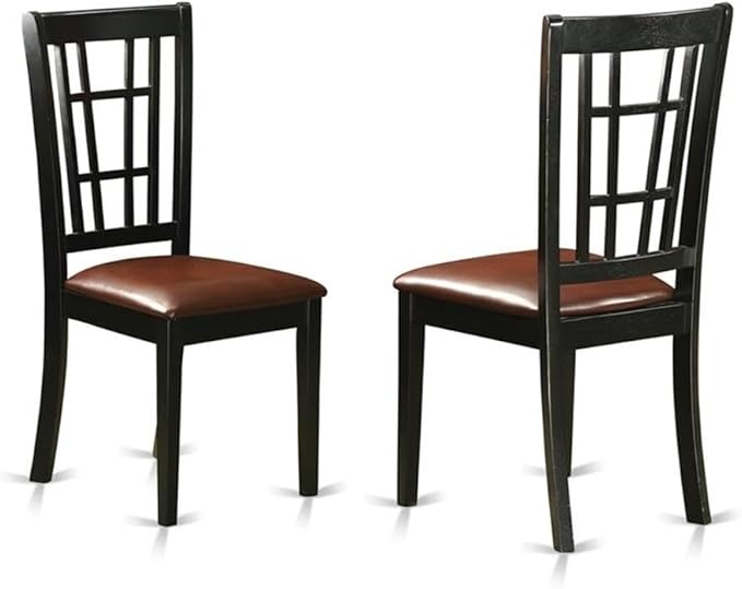 East West Furniture LGNI7-BLK-LC 7 Piece Dining Table Set Consist of a Rectangle Wooden Table with Butterfly Leaf and 6 Faux Leather Dining Room Chairs, 42x84 Inch, Black