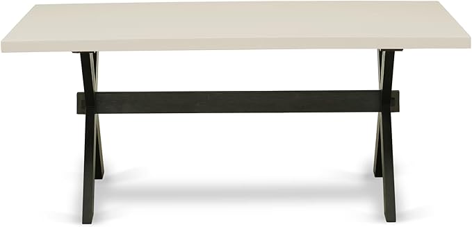 East West Furniture X627AB624-5 5 Piece Dining Room Furniture Set Includes a Rectangle Dining Table with X-Legs and 4 Black Color Linen Fabric Upholstered Chairs, 40x72 Inch, Multi-Color