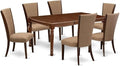 East West Furniture DOVE7-MAH-47 7 Piece Dining Table Set Consist of a Rectangle Butterfly Leaf Kitchen Table and 6 Light Sable Linen Fabric Parsons Chairs, 42x78 Inch, Mahogany
