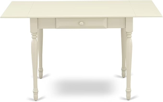 East West Furniture MZCL3-LWH-C 3 Piece Modern Dining Table Set Contains a Rectangle Wooden Table with Dropleaf and 2 Linen Fabric Kitchen Dining Chairs, 36x54 Inch, Linen White