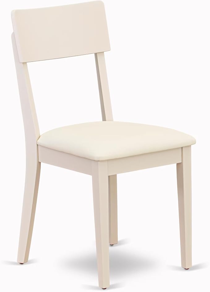 East West Furniture CAAD6-LWH-LC 6 Piece Dining Table Set Contains a Rectangle Dining Room Table and 4 Faux Leather Upholstered Chairs with a Bench, 36x60 Inch, Linen White
