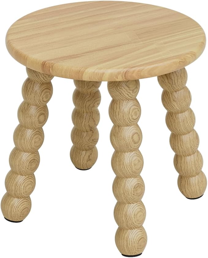 Masupu Solid Wooden Step Stool for Adults Kids, 11 inch Small Foot Stool, Non-Slip One Step Stool, Sturdy Foot Stool for Bathroom, Bedroom, Kichen, Plant Stand(Natural)