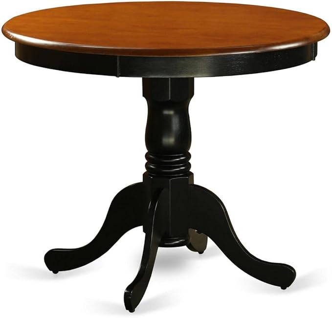 East West Furniture ANLG3-BCH-W 3 Piece Dining Room Table Set Contains a Round Kitchen Table with Pedestal and 2 Dining Chairs, 36x36 Inch, Black & Cherry