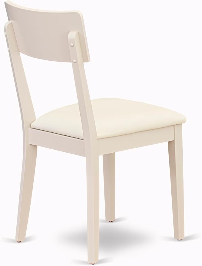 East West Furniture CAAD6-LWH-LC 6 Piece Dining Table Set Contains a Rectangle Dining Room Table and 4 Faux Leather Upholstered Chairs with a Bench, 36x60 Inch, Linen White