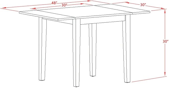 East West Furniture NDGR3-LWH-W 3 Piece Dining Set Contains a Rectangle Dining Room Table with Dropleaf and 2 Kitchen Chairs, 30x48 Inch, Linen White