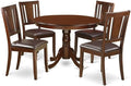 East West Furniture HLDU5-MAH-LC 5 Piece Kitchen Table Set for 4 Includes a Round Dining Room Table with Pedestal and 4 Faux Leather Upholstered Dining Chairs, 42x42 Inch, Mahogany