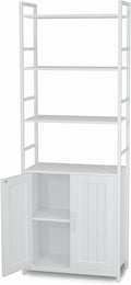 White Bookshelf with Doors,70" Tall Bookcase with Storage Cabinet,6 Tier Book Shelf for Living Room/Bedroom/Home Office/Kitchen,70"(H)*26"(L)*11.8"(W)