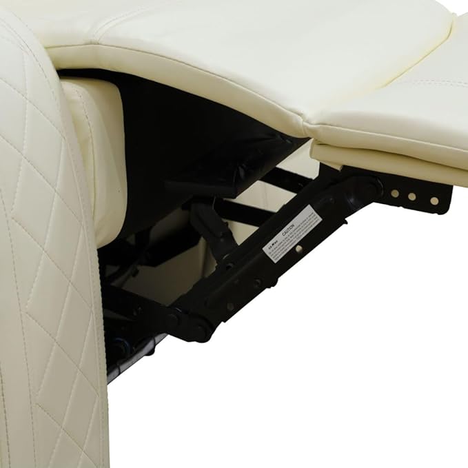 Electric Power Recliner Sofa Living Room Furniture, Comfy Home Theater Breathing Leather Seating with USB 2.0 Charging Ports, LED Light Strips, Fold-Down Table & Wireless Charging Device (White)