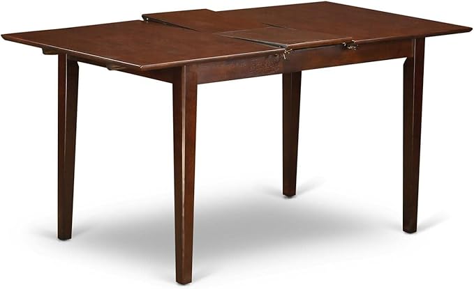 East West Furniture PSCL5-MAH-C 5 Piece Modern Dining Table Set Includes a Rectangle Wooden Table with Butterfly Leaf and 4 Linen Fabric Kitchen Dining Chairs, 32x60 Inch, Mahogany