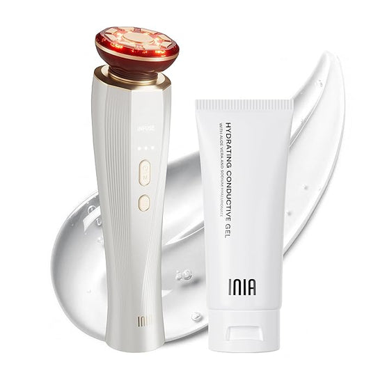 INIA 3-in-1 Skin Tightening Device True Beauty Glow Facial Massager Red Light Therapy for Face and Neck