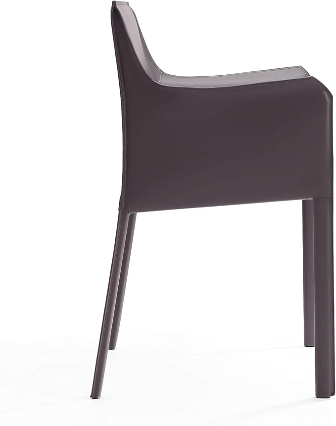 Manhattan Comfort Paris Modern Saddle Leather Dining Chairs, Metal Frame, Comfortable Padded Seat, Fully Assembled Armchair Accent Furniture, Set of 4, Yellow