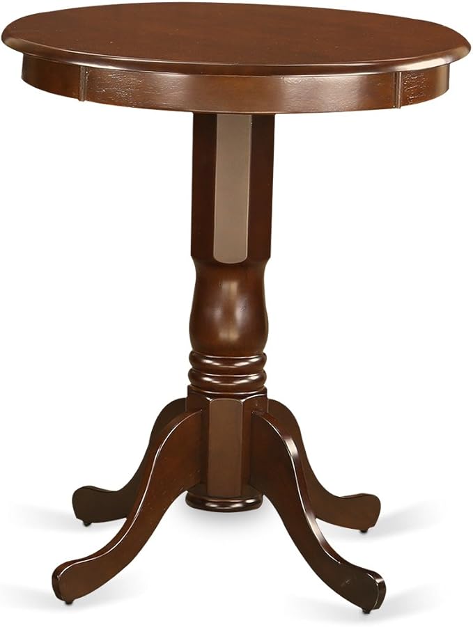 East West Furniture EDVN5-MAH-W 5 Piece Kitchen Counter Height Dining Table Set Includes a Round Pub Table with Pedestal and 4 Dining Room Chairs, 30x30 Inch, Mahogany