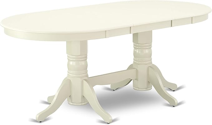 East West Furniture VAAD5-LWH-LC 5 Piece Dining Room Furniture Set Includes an Oval Kitchen Table with Butterfly Leaf and 4 Faux Leather Upholstered Dining Chairs, 40x76 Inch, Linen White