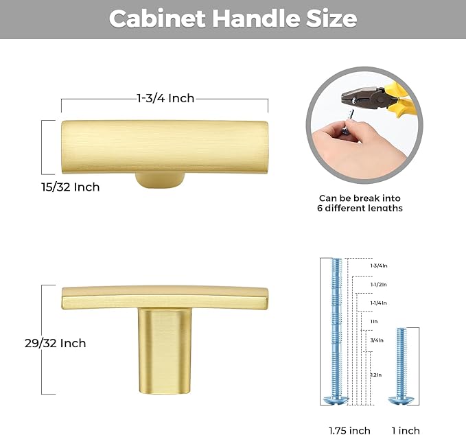25 Pack Cabinet Handles Single Hole - Curved Cabinet Knobs Brushed Brass Drawer Pulls for Kitchen Cupboard Solid Pulls for Dresser Drawer Arch Closet Hardware