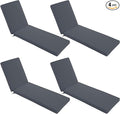 Chaise Lounge Cushions Outdoor Set of 4 - Waterproof and Fade Resistant Sun Lounger Replacement Cushions - Patio Lounger Pads with Removable Cover for Pool, Deck, 72 x 21 x 3 Inch, Dark Grey