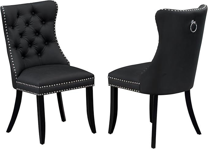 East West Furniture LGDA9-BLK-12 9 Piece Dining Table Set Consists of a Rectangle Kitchen Table with Butterfly Leaf and 8 Polyester Fabric Parson Chairs, 42x84 Inch, Black