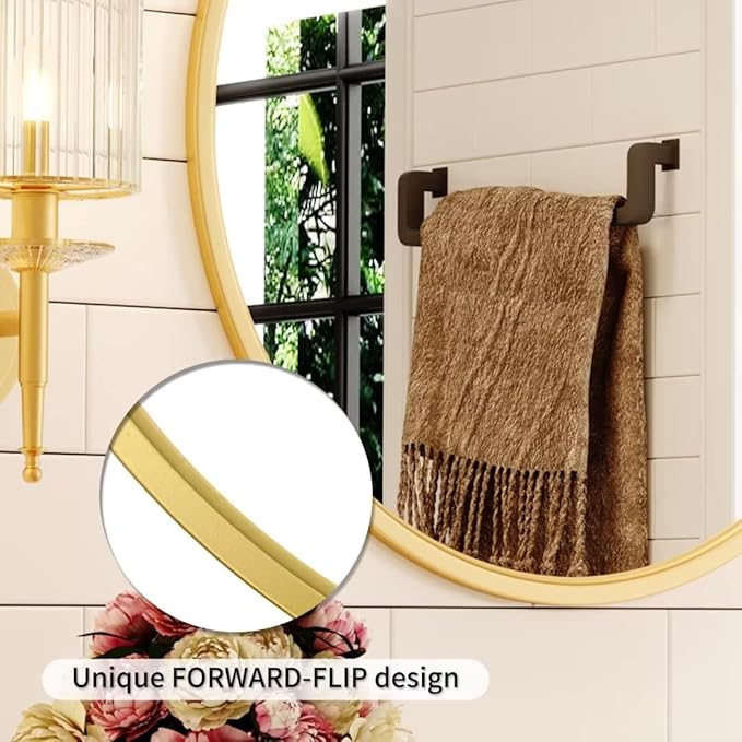 Growsun Gold Round Mirror, 20 inch Circle Wall Mirror for Bathroom Vanity, Entryway Living Room with Metal Frame for Home Decor