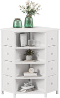 LUMTOK 8 Drawers Corner Dresser with Storage Fabric Drawers and Open Shelves for Small Space，Bedroom，Entryway，Living Room (White)