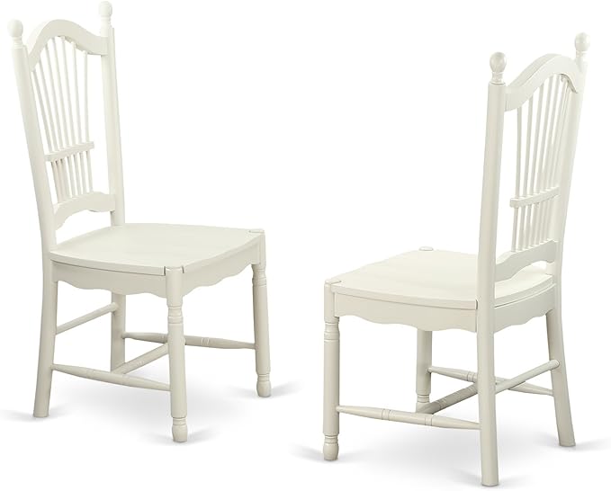 East West Furniture DOVE9-LWH-W 9 Piece Dining Room Furniture Set Includes a Rectangle Wooden Table with Butterfly Leaf and 8 Kitchen Dining Chairs, 42x78 Inch, Linen White