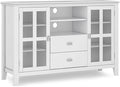 SIMPLIHOME Artisan SOLID WOOD 53 Inch Wide Contemporary TV Media Stand in White for TVs up to 60 Inches, For the Living Room and Entertainment Center