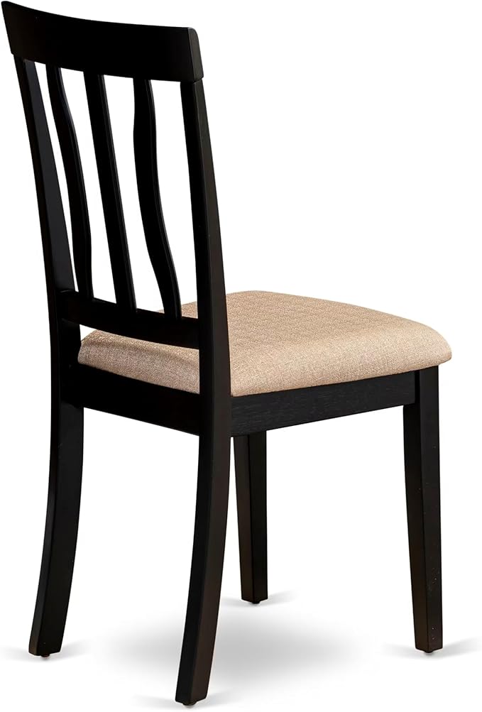 East West Furniture SUAN3-BCH-C 3 Piece Dining Room Table Set Contains a Round Kitchen Table with Dropleaf & Shelves and 2 Linen Fabric Upholstered Chairs, 42x42 Inch, Black & Cherry