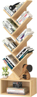 9 Tier Tree Bookshelf,Christmas Green Bookcase for Narrow Space, Storage Organizer Floor Standing Bookshelves for Books, Tall Book Case for Home Office, Living Room, Bedroom