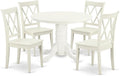 East West Furniture SHCL5-LWH-W 5 Piece Dining Table Set for 4 Includes a Round Kitchen Table with Pedestal and 4 Kitchen Dining Chairs, 42x42 Inch, Linen White