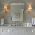 ANDY STAR 24x32 Inch Gold Mirror, Bathroom Vanity Mirror, Antique Brass Butterfly Mirror, Irregular Wall Mirror with Unique Curved Design Ideal for Home Remodel, Anti-Rust 1” Frame