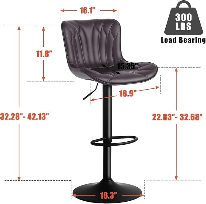YOUNIKE 3 Brown Bar Stools Modern Swivel Counter Height Bar Chair with Back Adjustable Kitchen Island Faux Leather Padded Barstools taburetes de bar Breakfast sillas para barra de cocina 3PCS