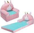 Foldable Kids Couch Toddler Backrest Armchair 2 In 1 Flip Open Sofa Bed for Chidren, Cartoon Comfy Soft Kids Chair, Steady Lightweight Toddlers Sofa Bed for Bedroom Livingroom Playroom Unicorn