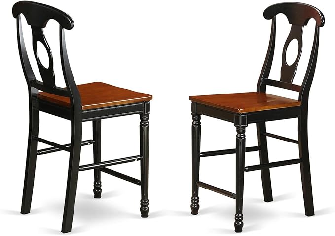 East West Furniture JAKE3-BLK-W 3 Piece Counter Height Dining Table Set Contains a Round Kitchen Table with Pedestal and 2 Dining Room Chairs, 36x36 Inch, Black & Cherry